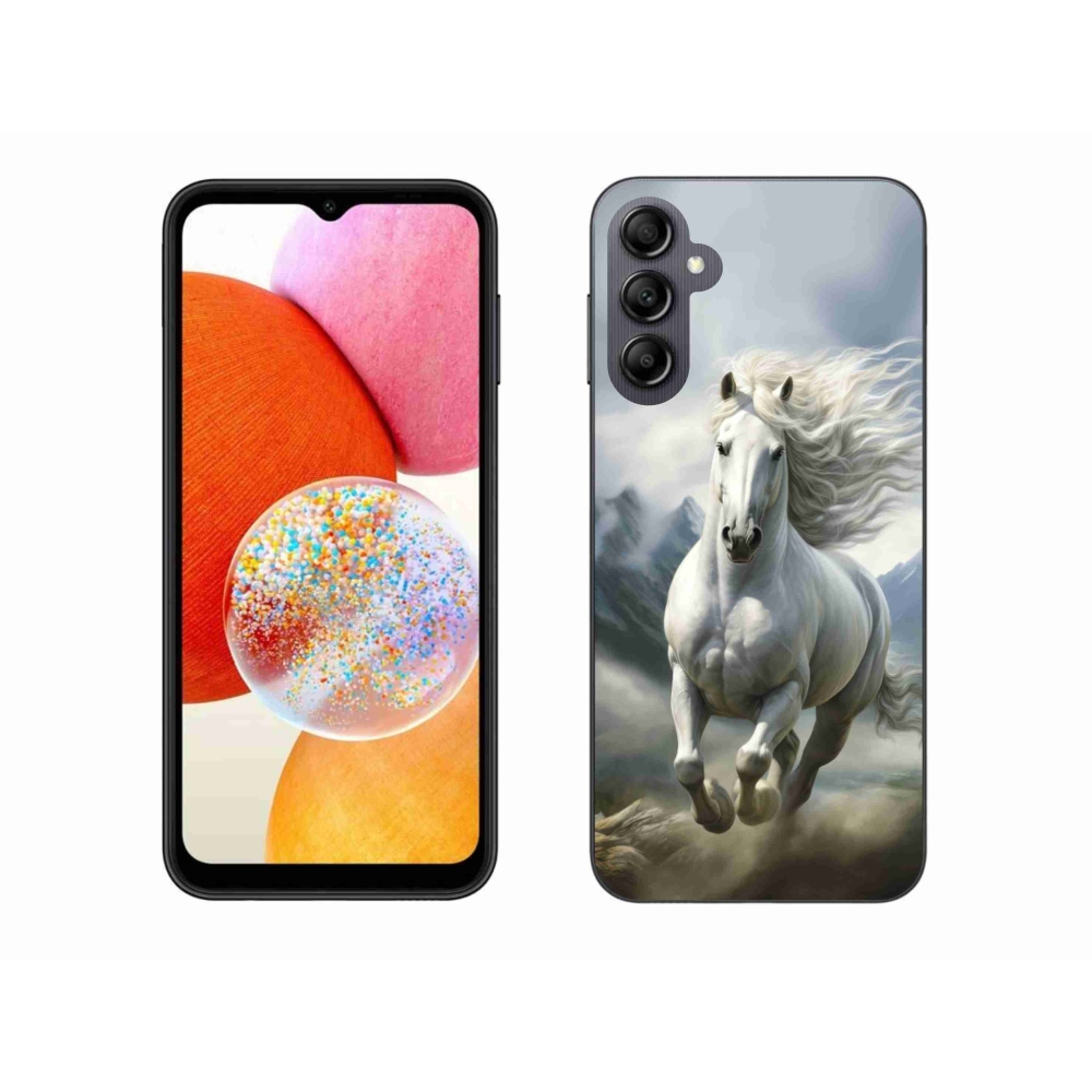 Gélový kryt mmCase na Samsung Galaxy A14 4G/5G - bežiaci biely kôň 3