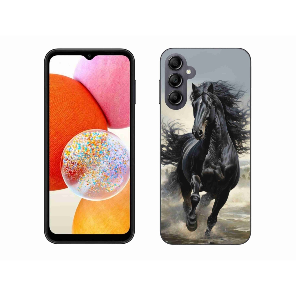 Gélový kryt mmCase na Samsung Galaxy A14 4G/5G - bežiaci čierny kôň