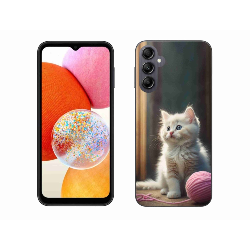 Gélový kryt mmCase na Samsung Galaxy A14 4G/5G - biele mačiatko 2