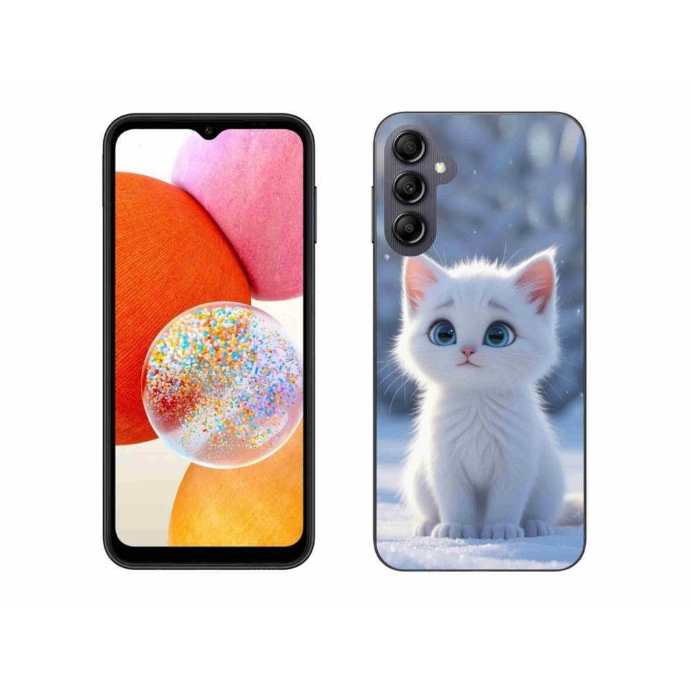 Gélový kryt mmCase na Samsung Galaxy A14 4G/5G - biele mačiatko 3