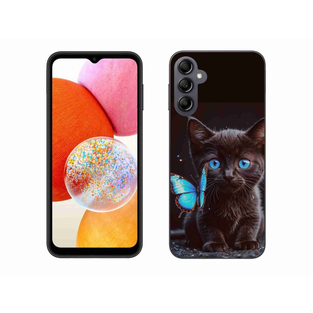 Gélový kryt mmCase na Samsung Galaxy A14 4G/5G - čierne mačiatko 3
