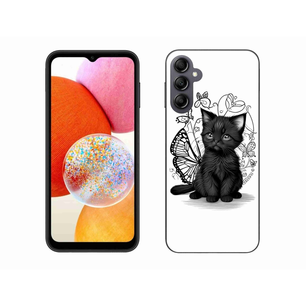 Gélový kryt mmCase na Samsung Galaxy A14 4G/5G - čierne mačiatko