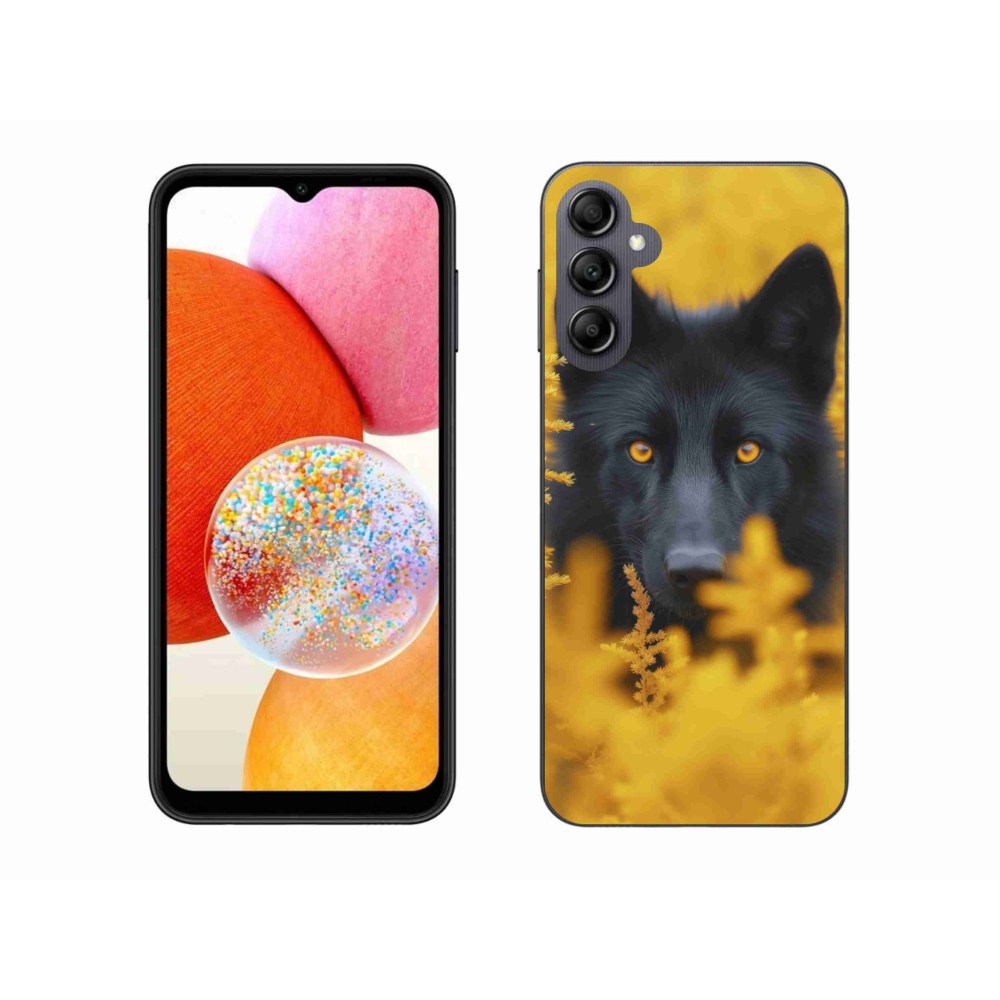 Gélový kryt mmCase na Samsung Galaxy A14 4G/5G - čierny vlk 2