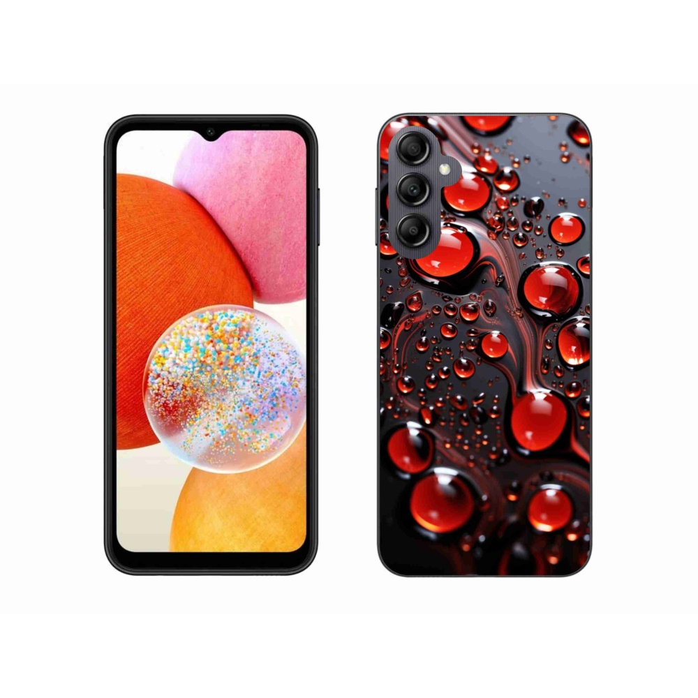 Gélový kryt mmCase na Samsung Galaxy A14 4G/5G - červené kvapky 2