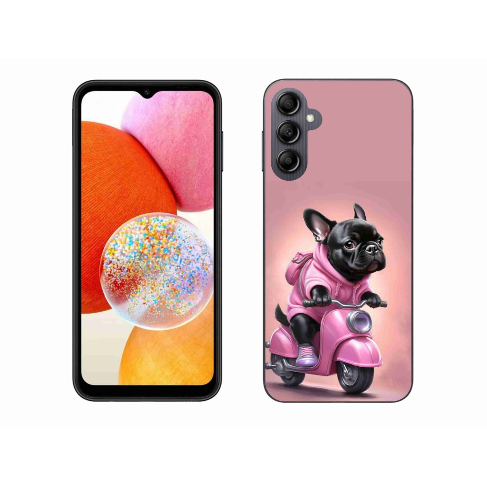 Gélový kryt mmCase na Samsung Galaxy A14 4G/5G - francúzsky buldoček na skútri