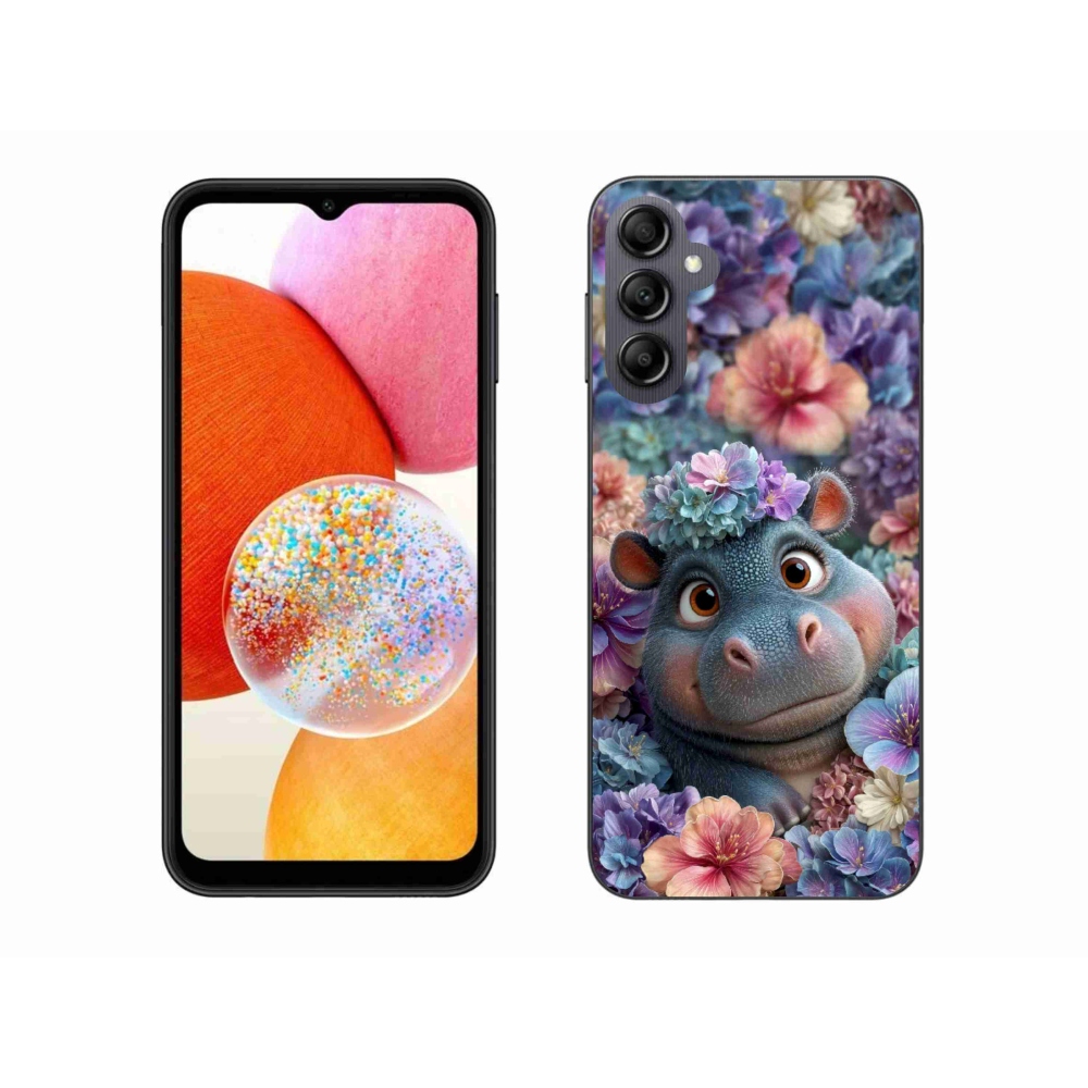 Gélový kryt mmCase na Samsung Galaxy A14 4G/5G - hrošík v kvetoch
