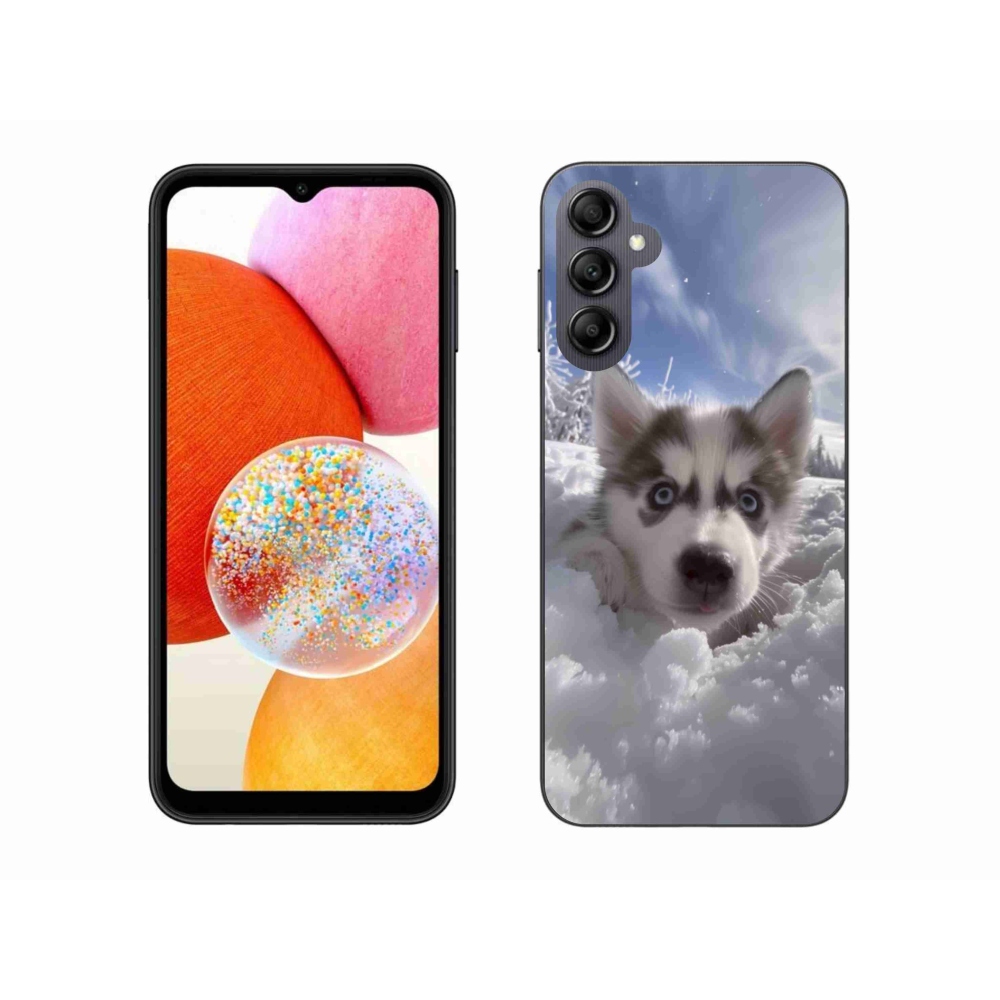 Gélový kryt mmCase na Samsung Galaxy A14 4G/5G - husky v snehu