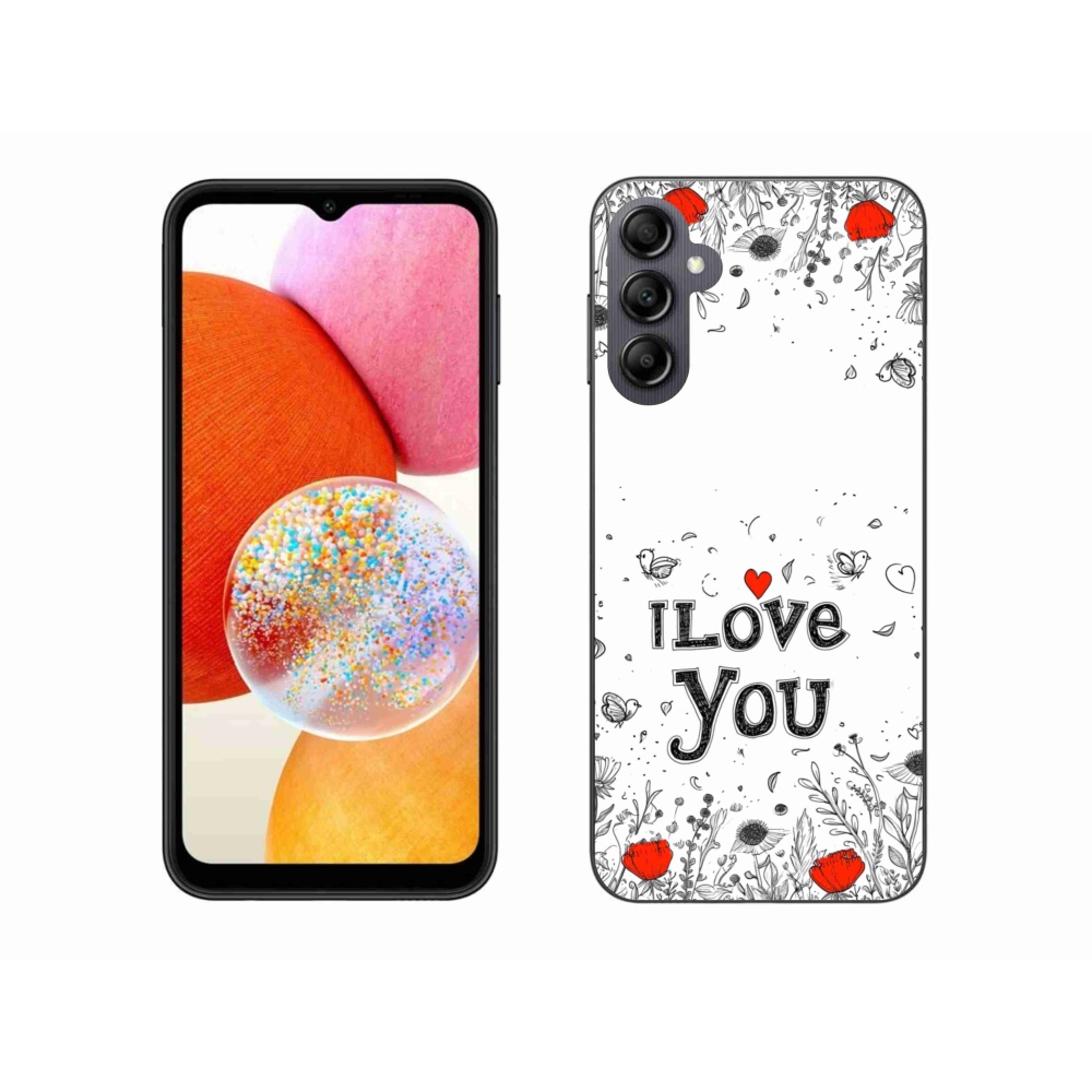Gélový kryt mmCase na Samsung Galaxy A14 4G/5G - I love you biele pozadie