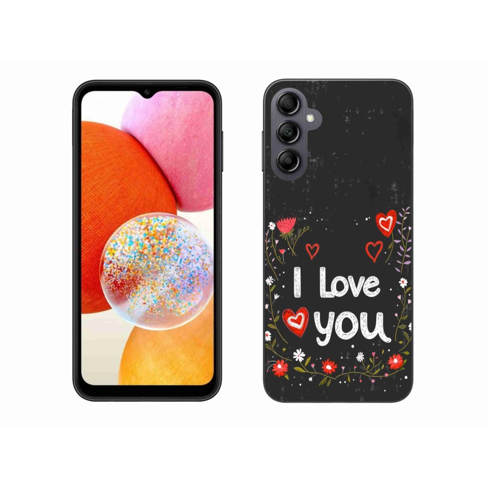 Gélový kryt mmCase na Samsung Galaxy A14 4G/5G - I love you čierne pozadie