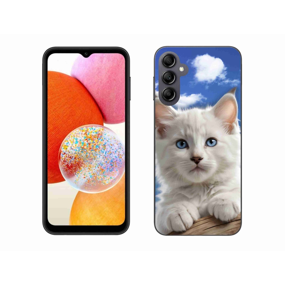 Gélový kryt mmCase na Samsung Galaxy A14 4G/5G - mačiatko a oblaky