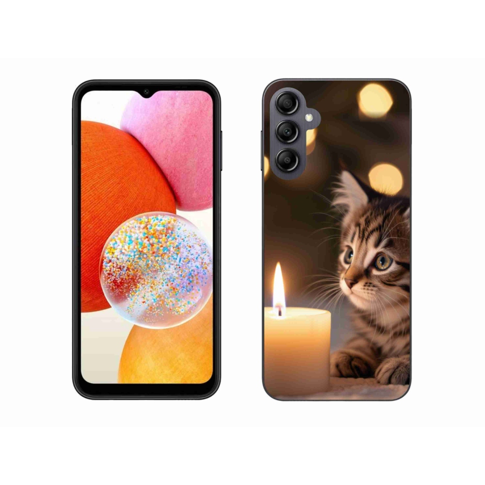 Gélový kryt mmCase na Samsung Galaxy A14 4G/5G - mačiatko a sviečka