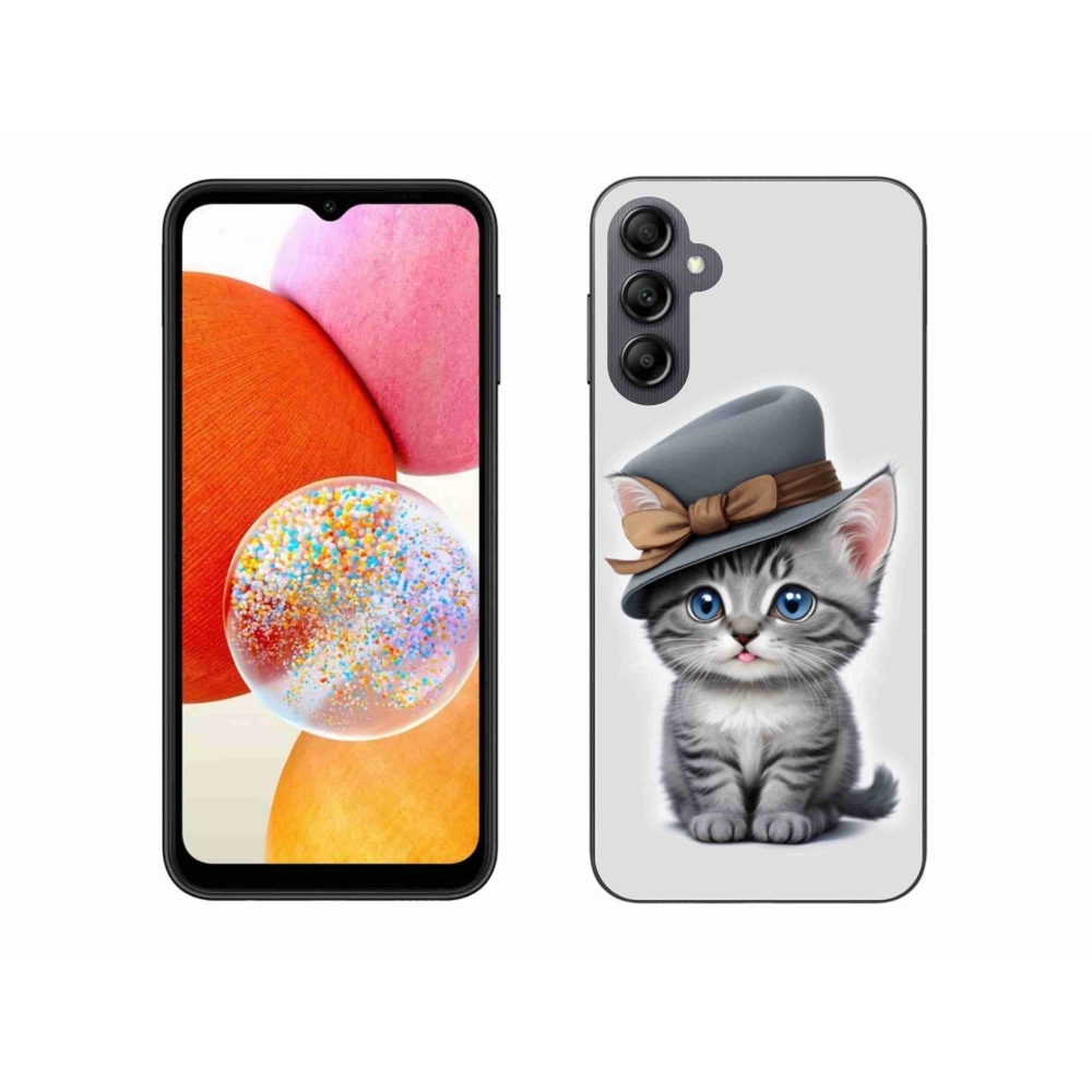 Gélový kryt mmCase na Samsung Galaxy A14 4G/5G - mačiatko s klobúkom