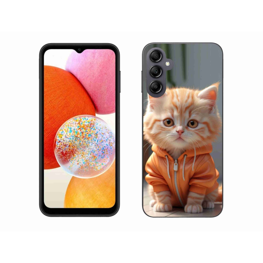 Gélový kryt mmCase na Samsung Galaxy A14 4G/5G - mačiatko v mikine