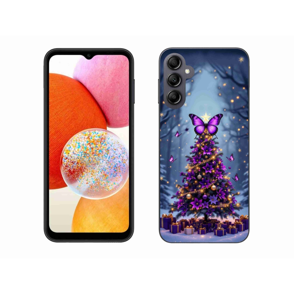 Gélový kryt mmCase na Samsung Galaxy A14 4G/5G - motýlí vianočný stromček