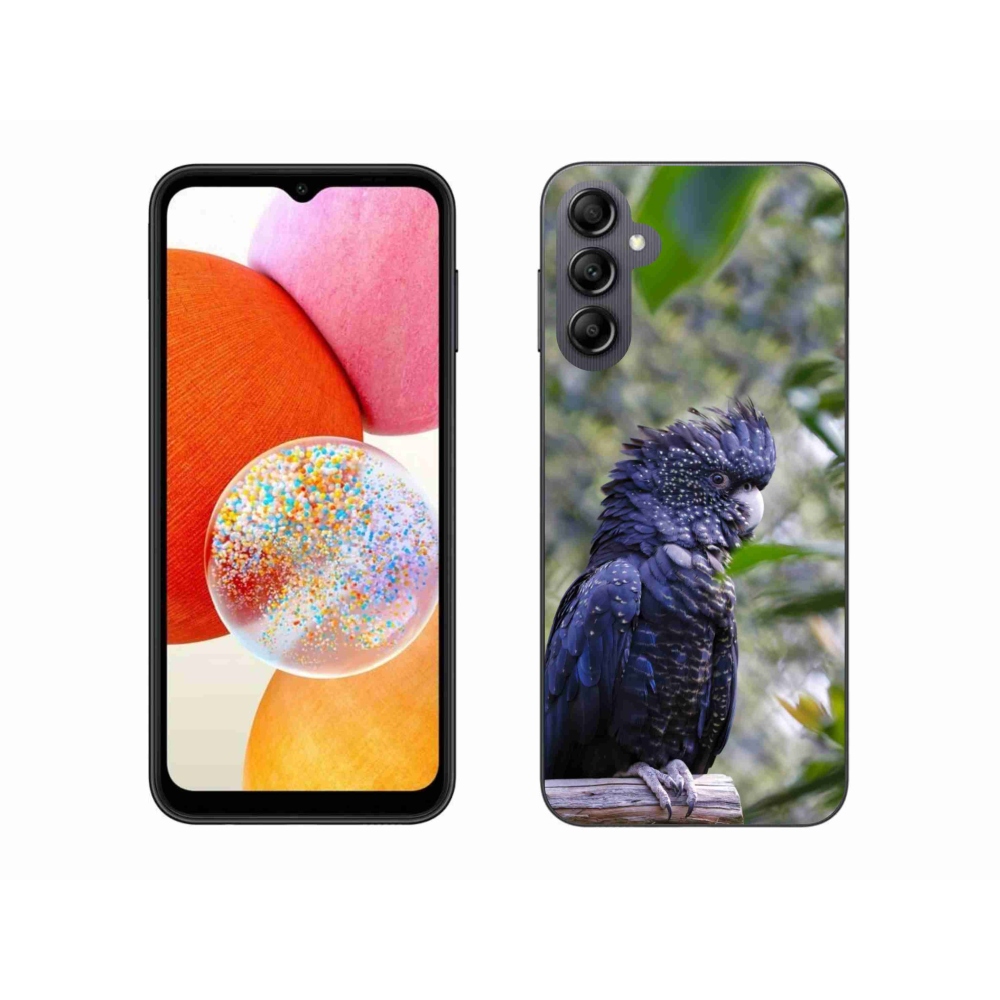 Gélový kryt mmCase na Samsung Galaxy A14 4G/5G - papagáj kakadu čierny