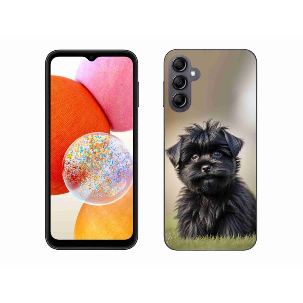 Gélový kryt mmCase na Samsung Galaxy A14 4G/5G - roztomilý čierny psík