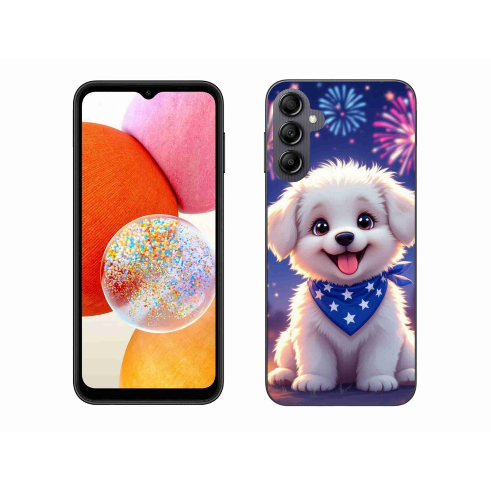 Gélový kryt mmCase na Samsung Galaxy A14 4G/5G - slávnostné šteňa