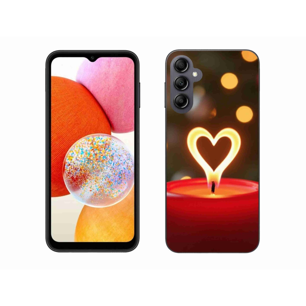 Gélový kryt mmCase na Samsung Galaxy A14 4G/5G - srdce z plameňa
