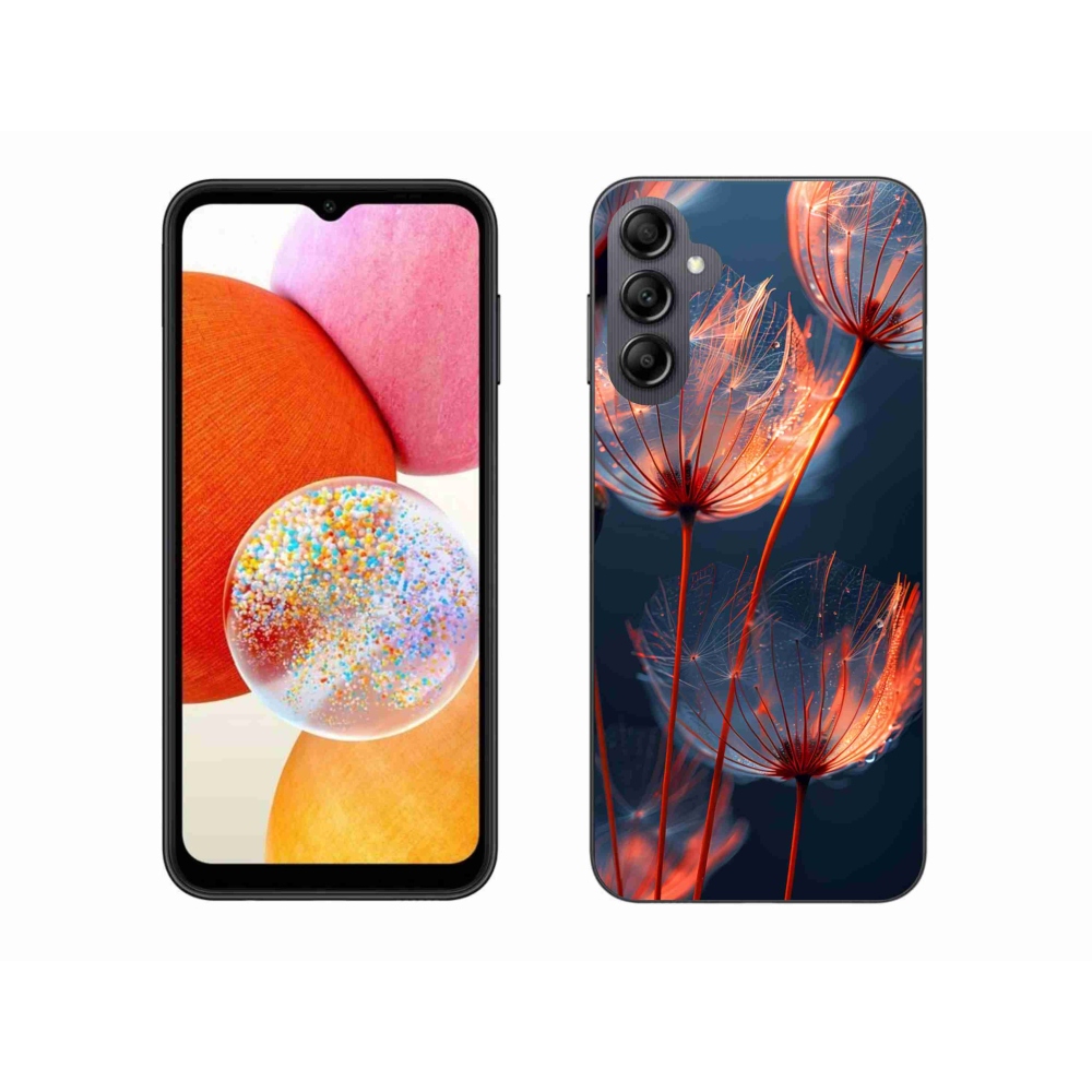 Gélový kryt mmCase na Samsung Galaxy A14 4G/5G - svetielkujúce páperie