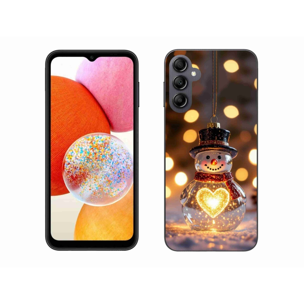 Gélový kryt mmCase na Samsung Galaxy A14 4G/5G - svietiaci vianočný snehuliak