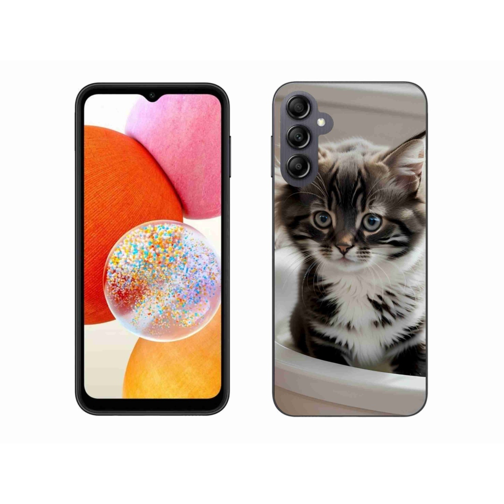 Gélový kryt mmCase na Samsung Galaxy A14 4G/5G - zvedavé mačiatko