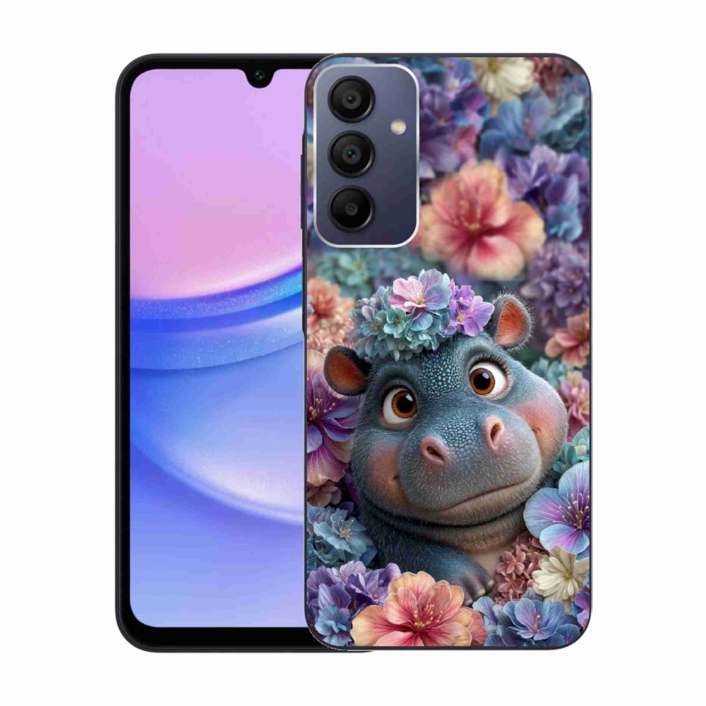 Gélový kryt mmCase na Samsung Galaxy A15 4G/5G - hrošík v kvetoch