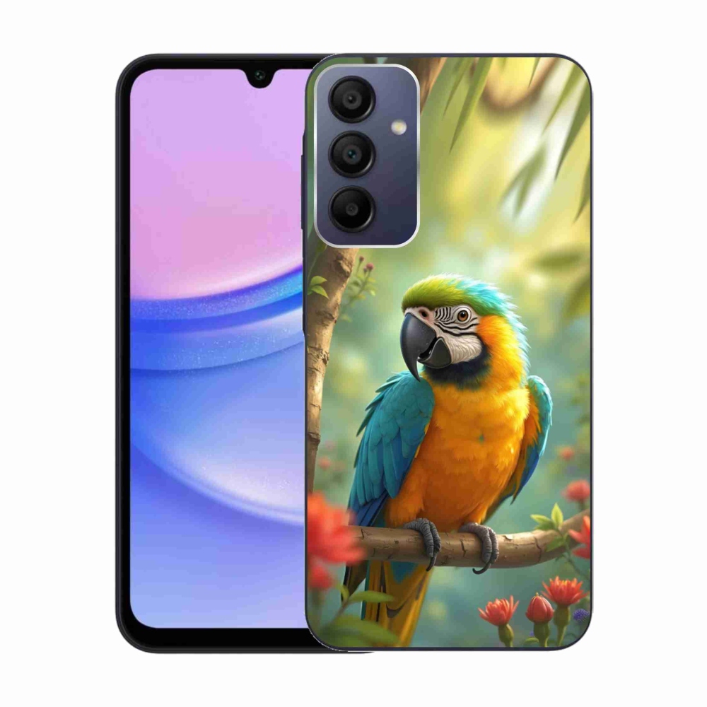 Gélový kryt mmCase na Samsung Galaxy A15 4G/5G - papagáj ara modrožltá