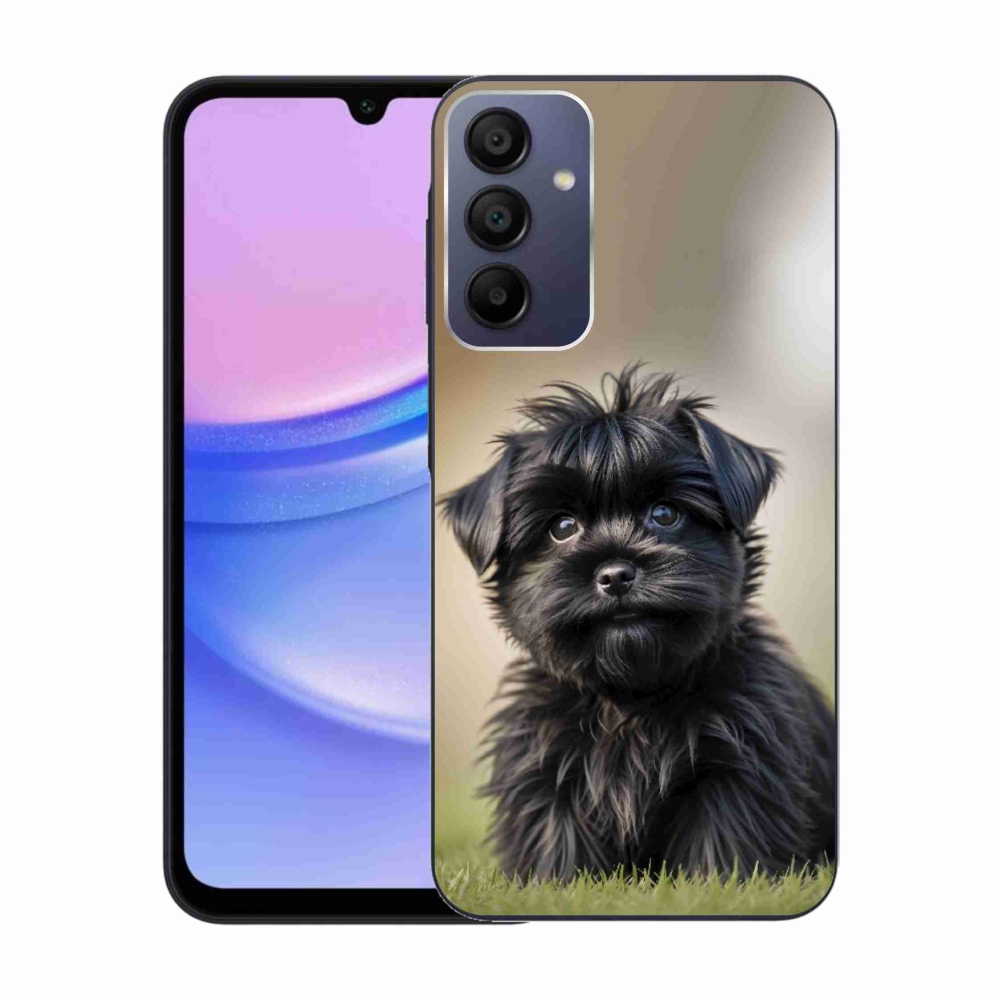 Gélový kryt mmCase na Samsung Galaxy A15 4G/5G - roztomilý čierny psík