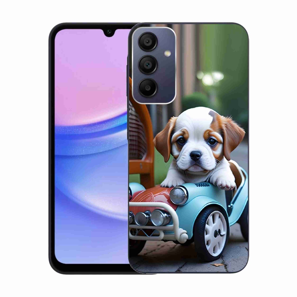 Gélový kryt mmCase na Samsung Galaxy A15 4G/5G - šteňa v retro aute