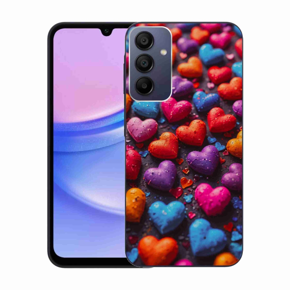 Gélový kryt mmCase na Samsung Galaxy A15/5G - farebné srdcia