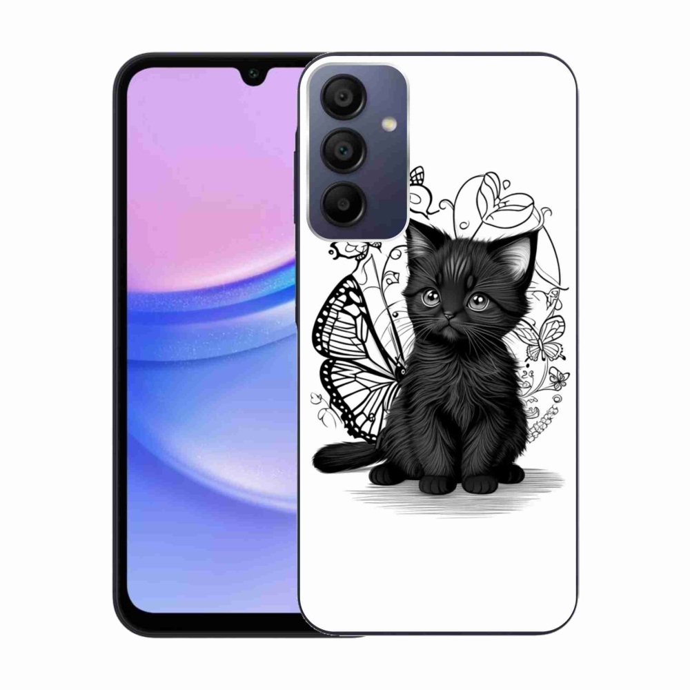 Gélový kryt mmCase na Samsung Galaxy A15/5G - čierne mačiatko