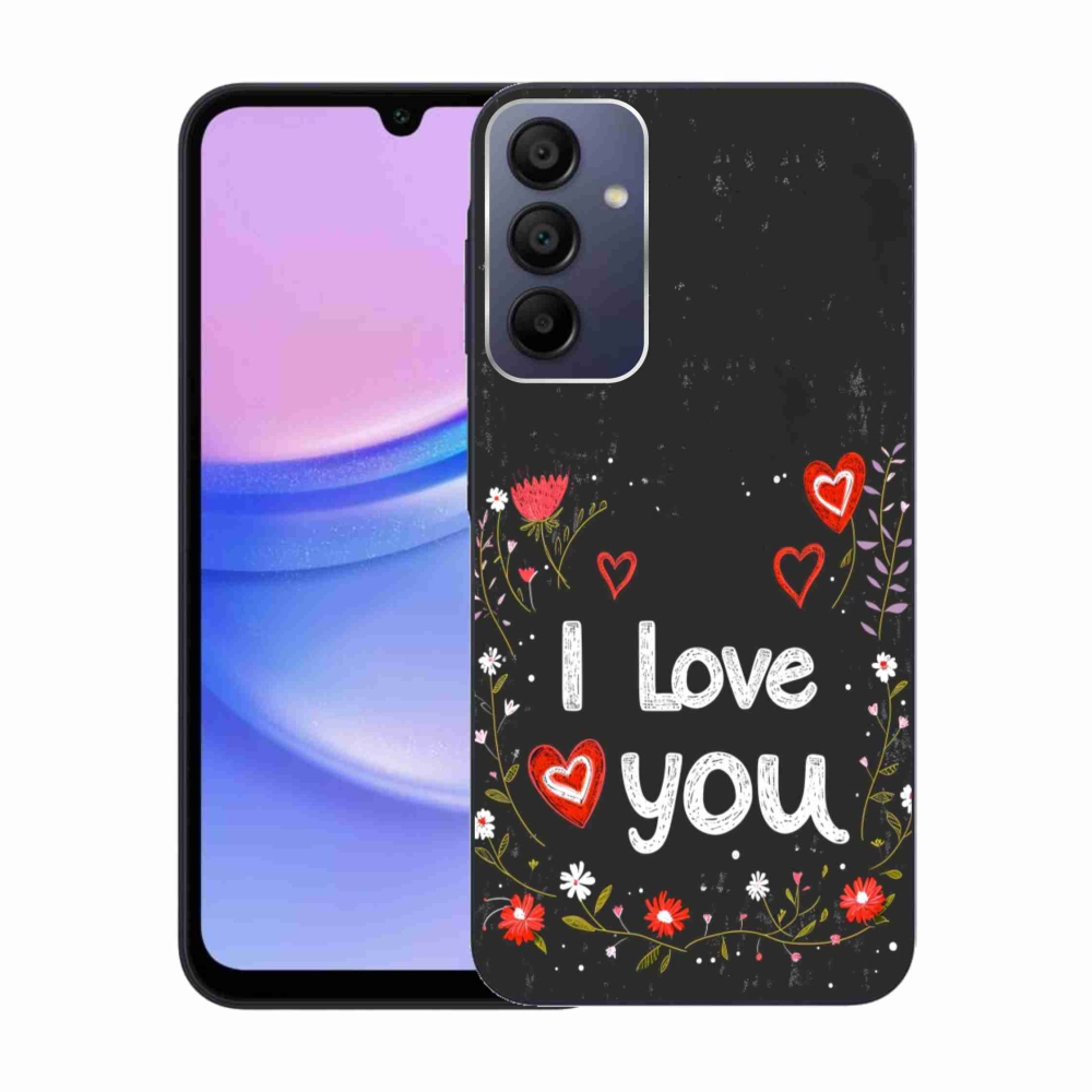 Gélový kryt mmCase na Samsung Galaxy A15/5G - I love you čierne pozadie