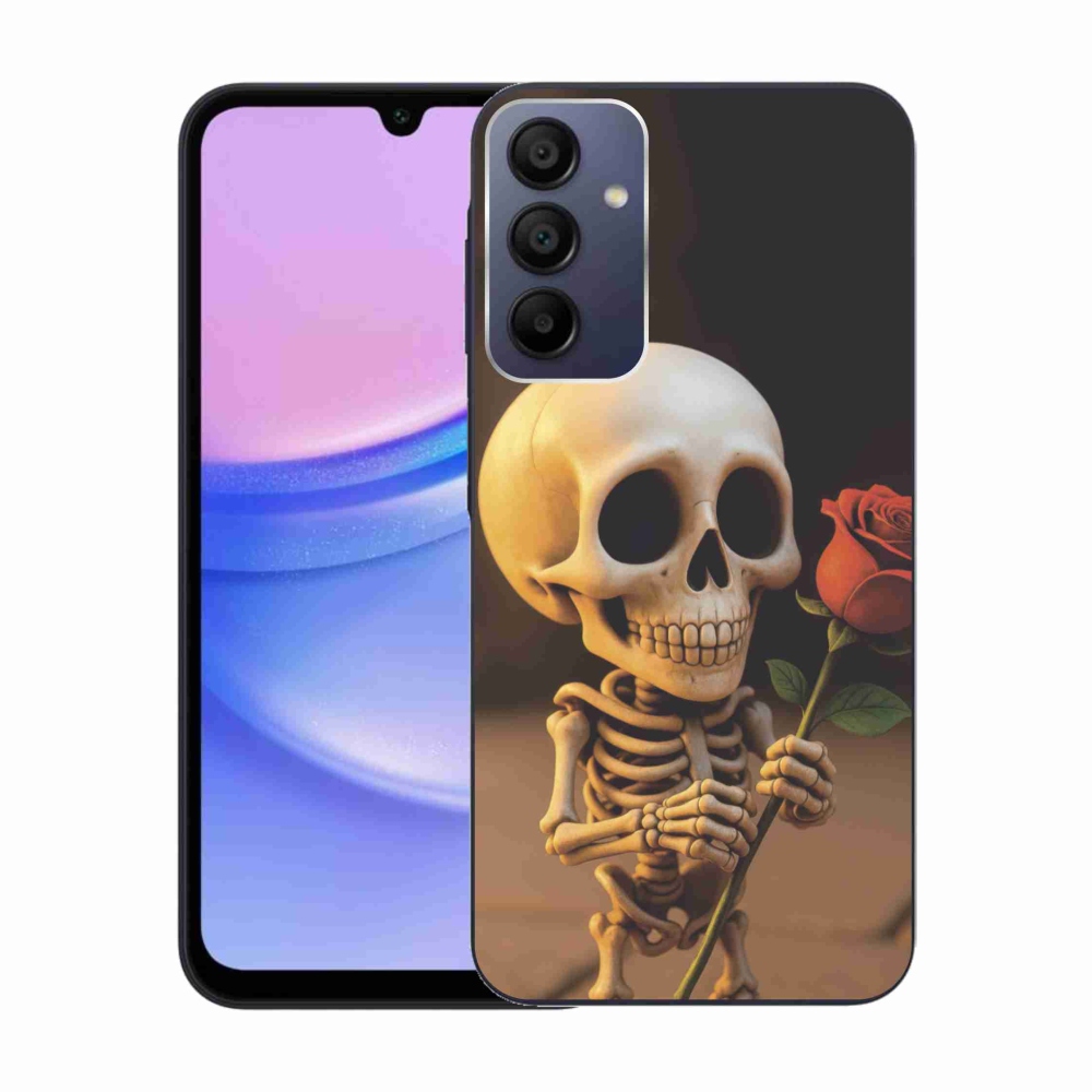 Gélový kryt mmCase na Samsung Galaxy A15/5G - kostlivec s ružou