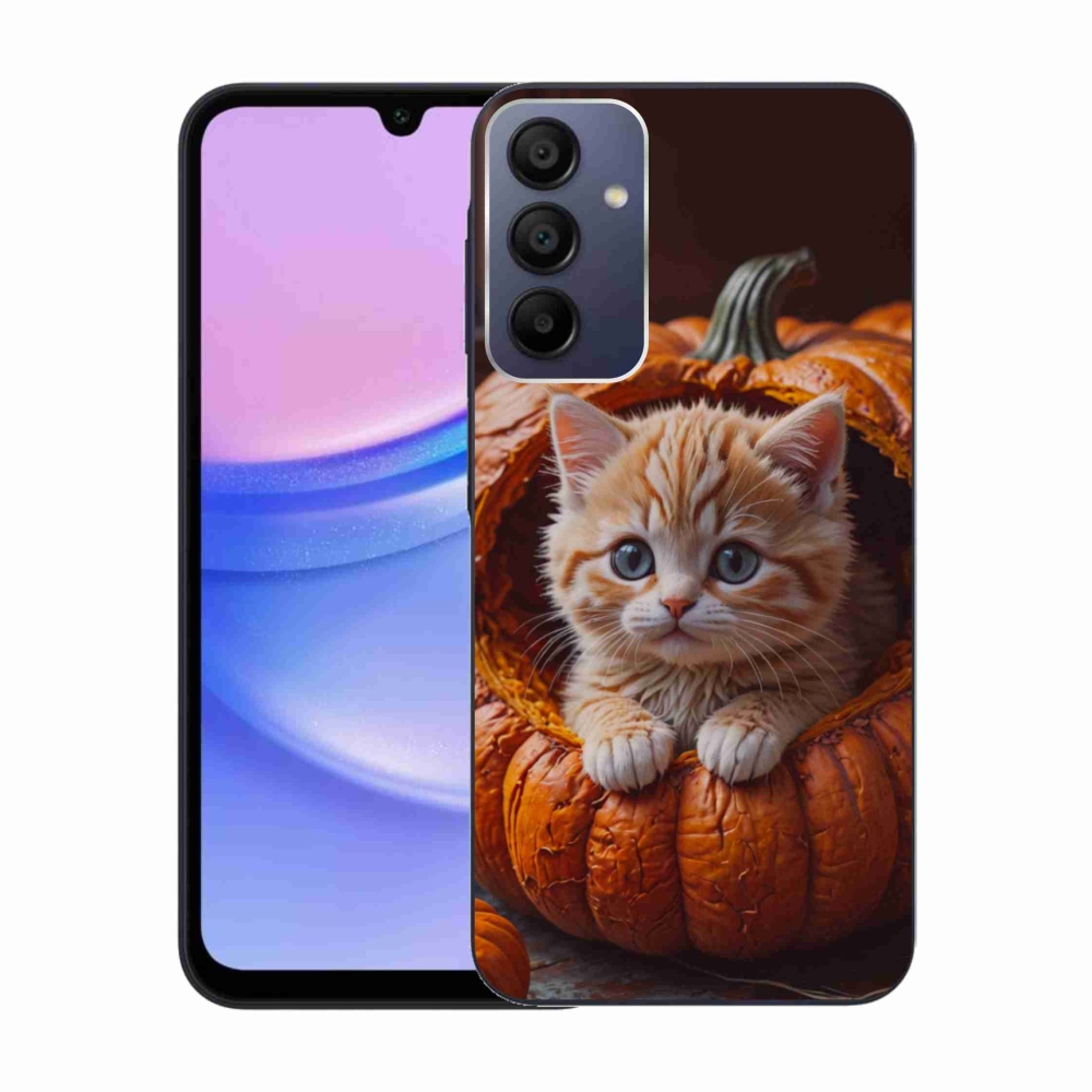 Gélový kryt mmCase na Samsung Galaxy A15/5G - mačiatko a tekvica 2