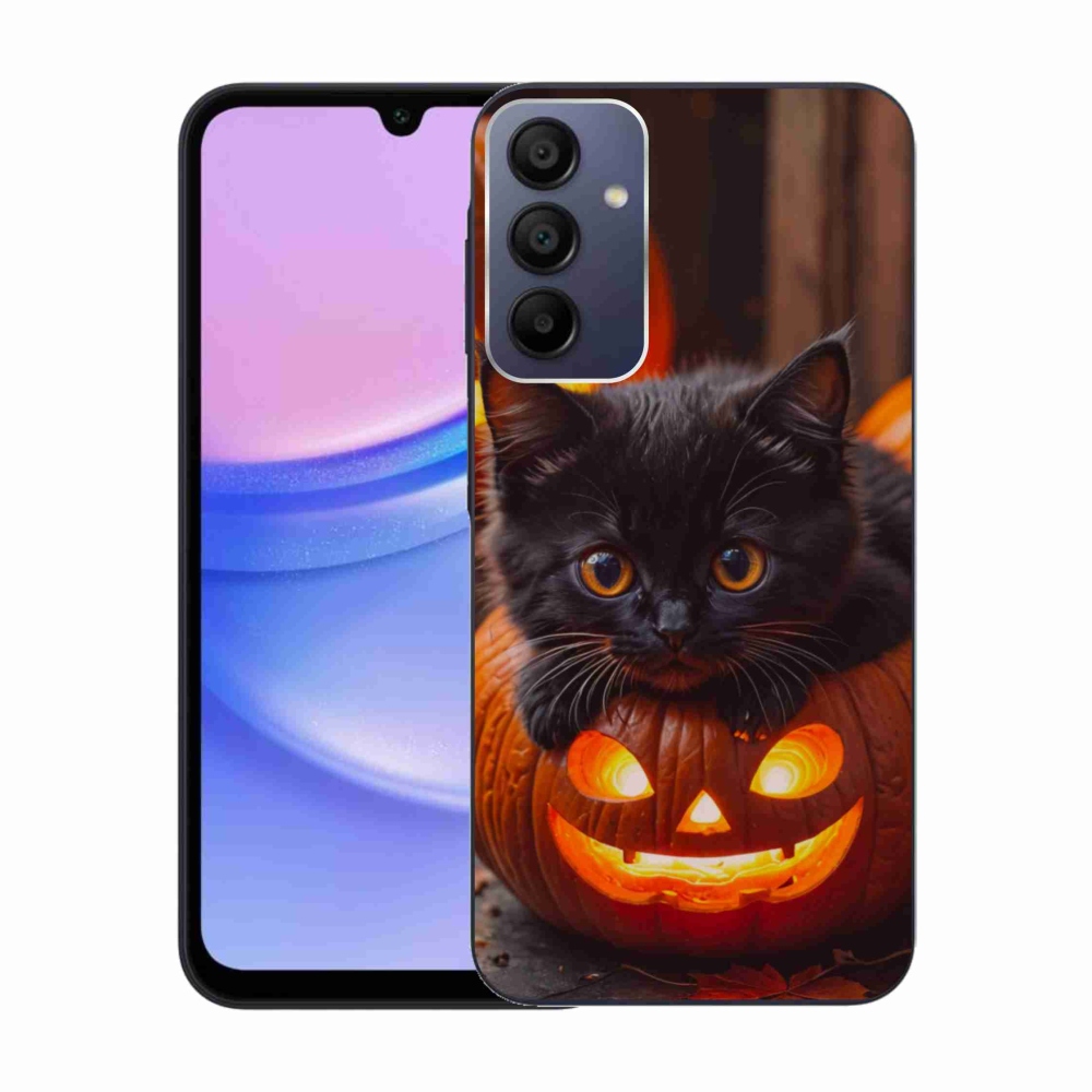 Gélový kryt mmCase na Samsung Galaxy A15/5G - mačiatko a tekvica