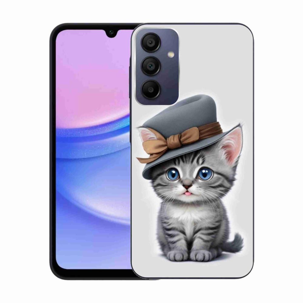 Gélový kryt mmCase na Samsung Galaxy A15/5G - mačiatko s klobúkom