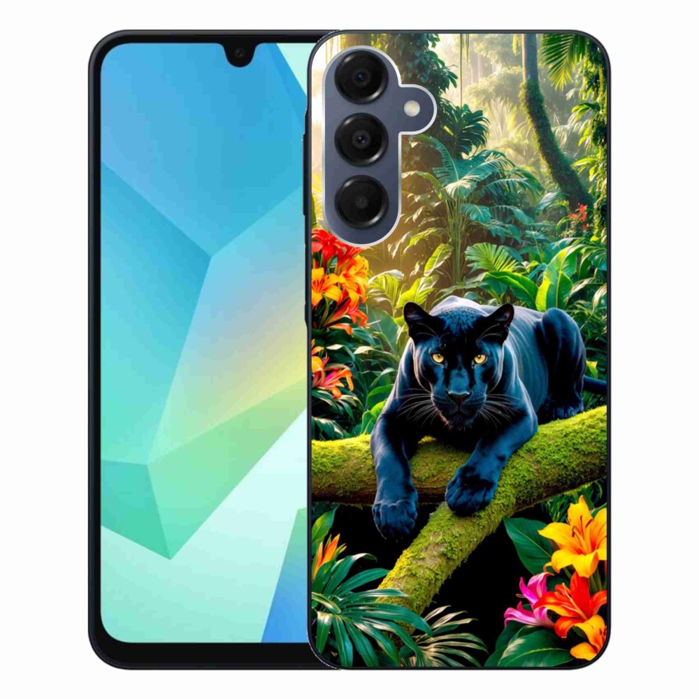 Gélový kryt mmCase na Samsung Galaxy A16 4G/5G - čierny panter v džungli