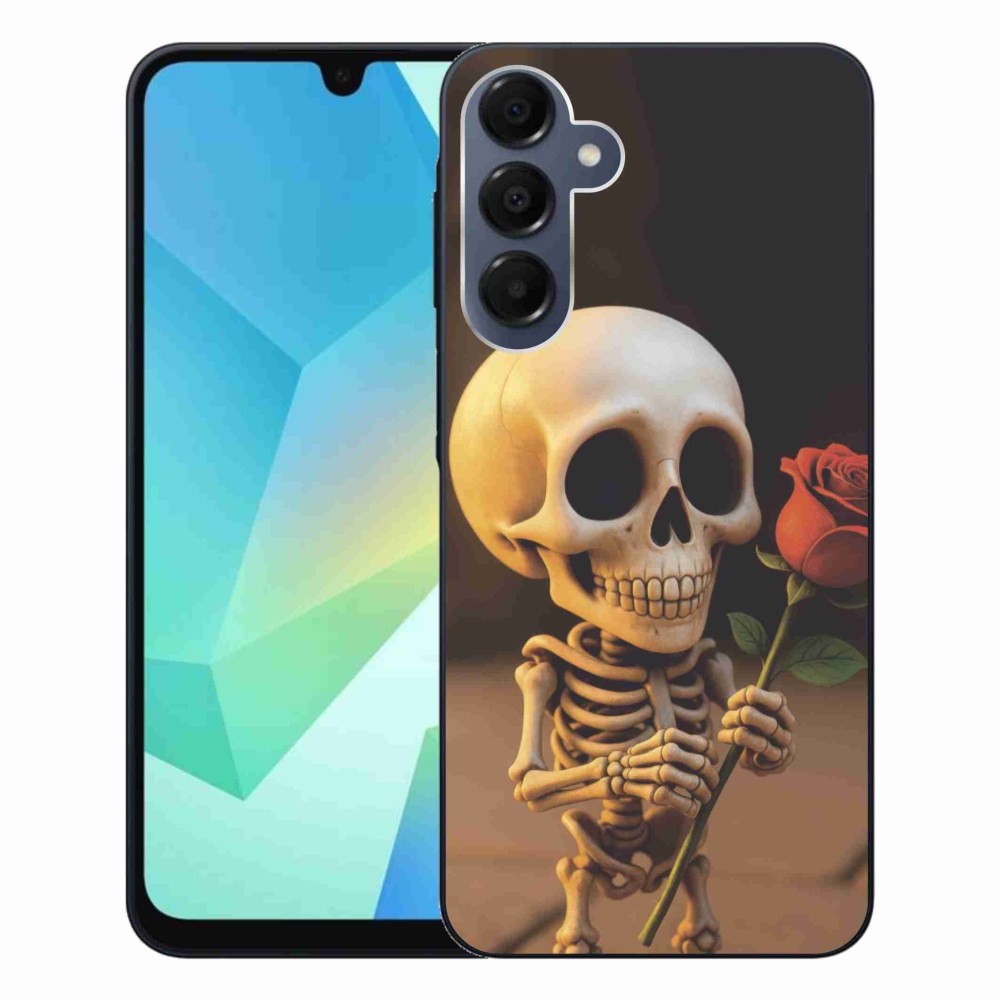 Gélový kryt mmCase na Samsung Galaxy A16 4G/5G - kostlivec s ružou