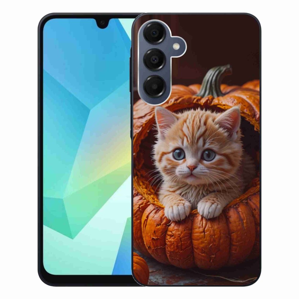 Gélový kryt mmCase na Samsung Galaxy A16 4G/5G - mačiatko a tekvica 2