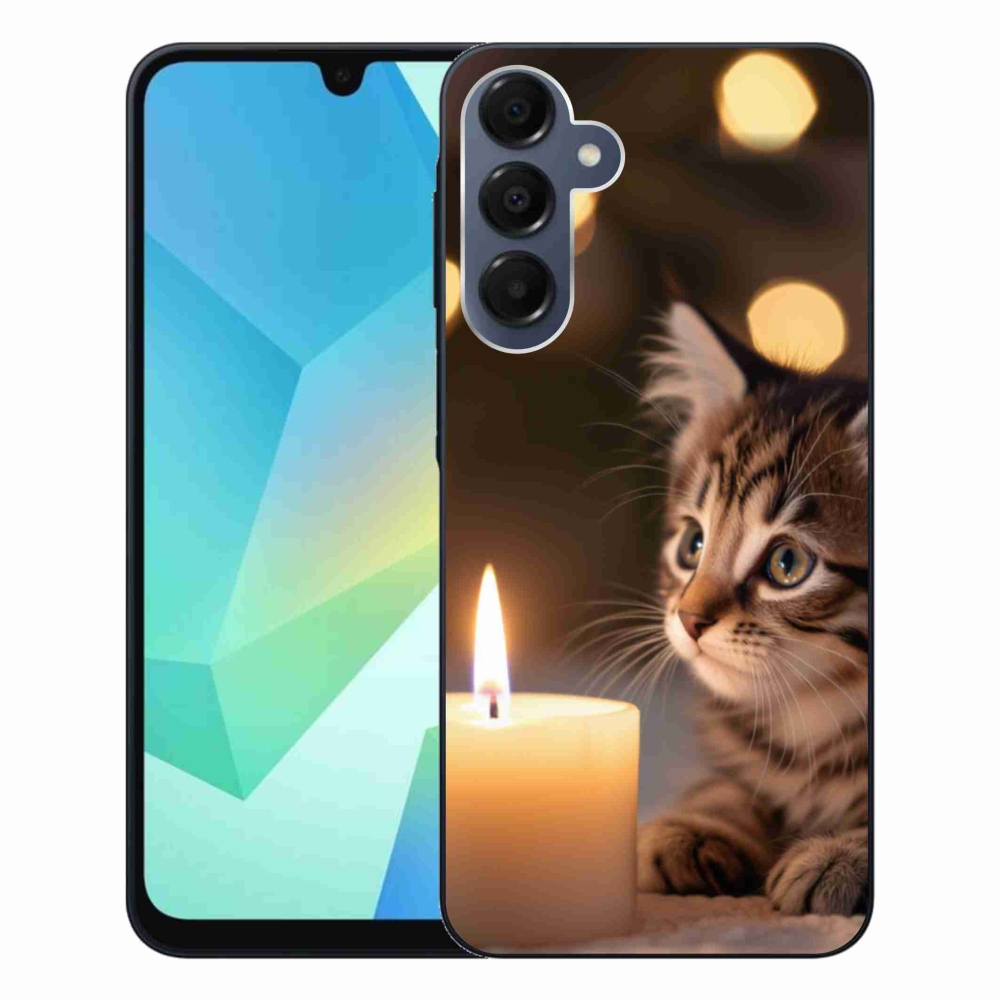 Gélový kryt mmCase na Samsung Galaxy A16 4G/5G - mačiatko a sviečka