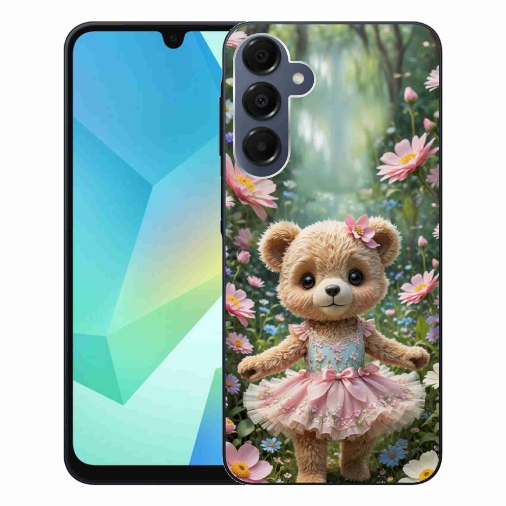 Gélový kryt mmCase na Samsung Galaxy A16 4G/5G - roztomilý medvedík v kvetoch