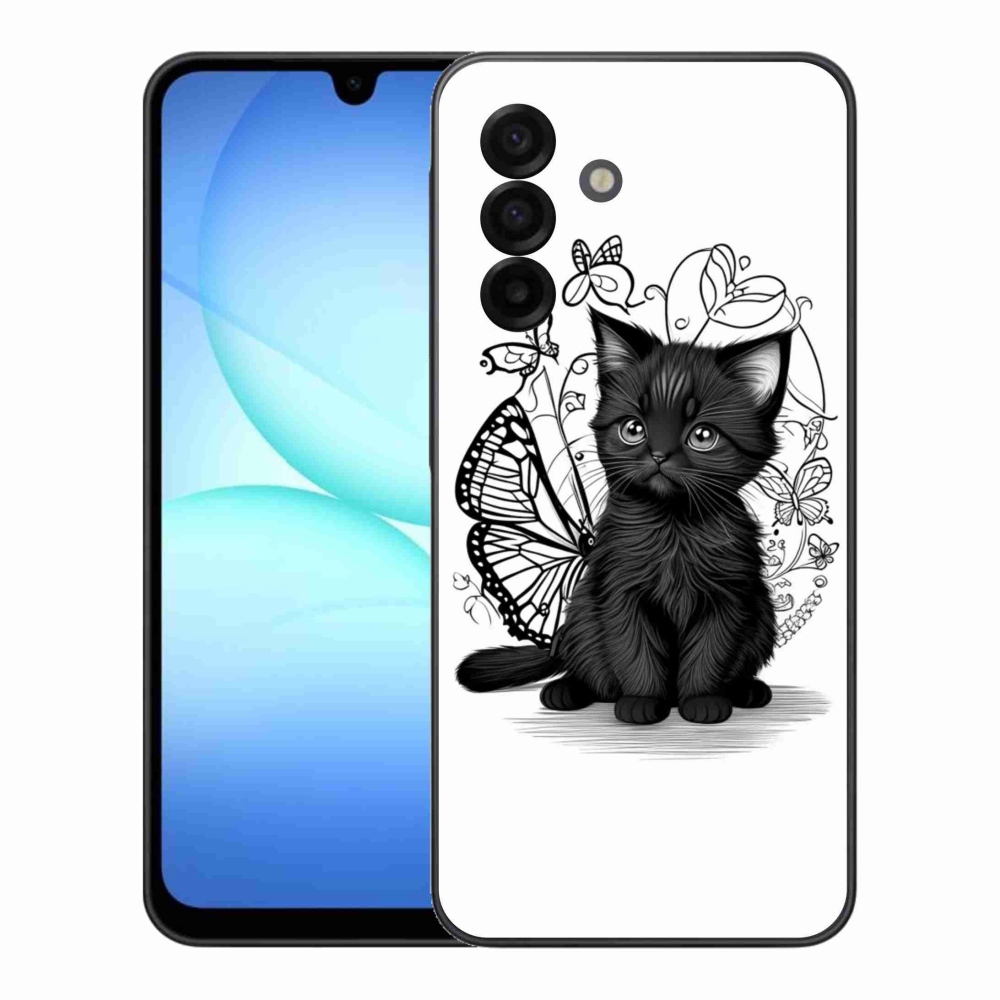 Gélový kryt mmCase na Samsung Galaxy A17 4G/5G - čierne mačiatko