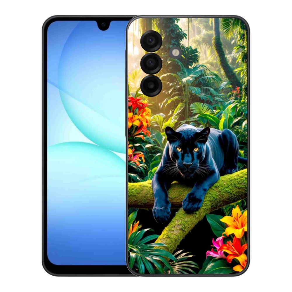 Gélový kryt mmCase na Samsung Galaxy A17 4G/5G - čierny panter v džungli