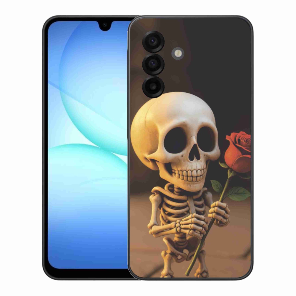 Gélový kryt mmCase na Samsung Galaxy A17 4G/5G - kostlivec s ružou