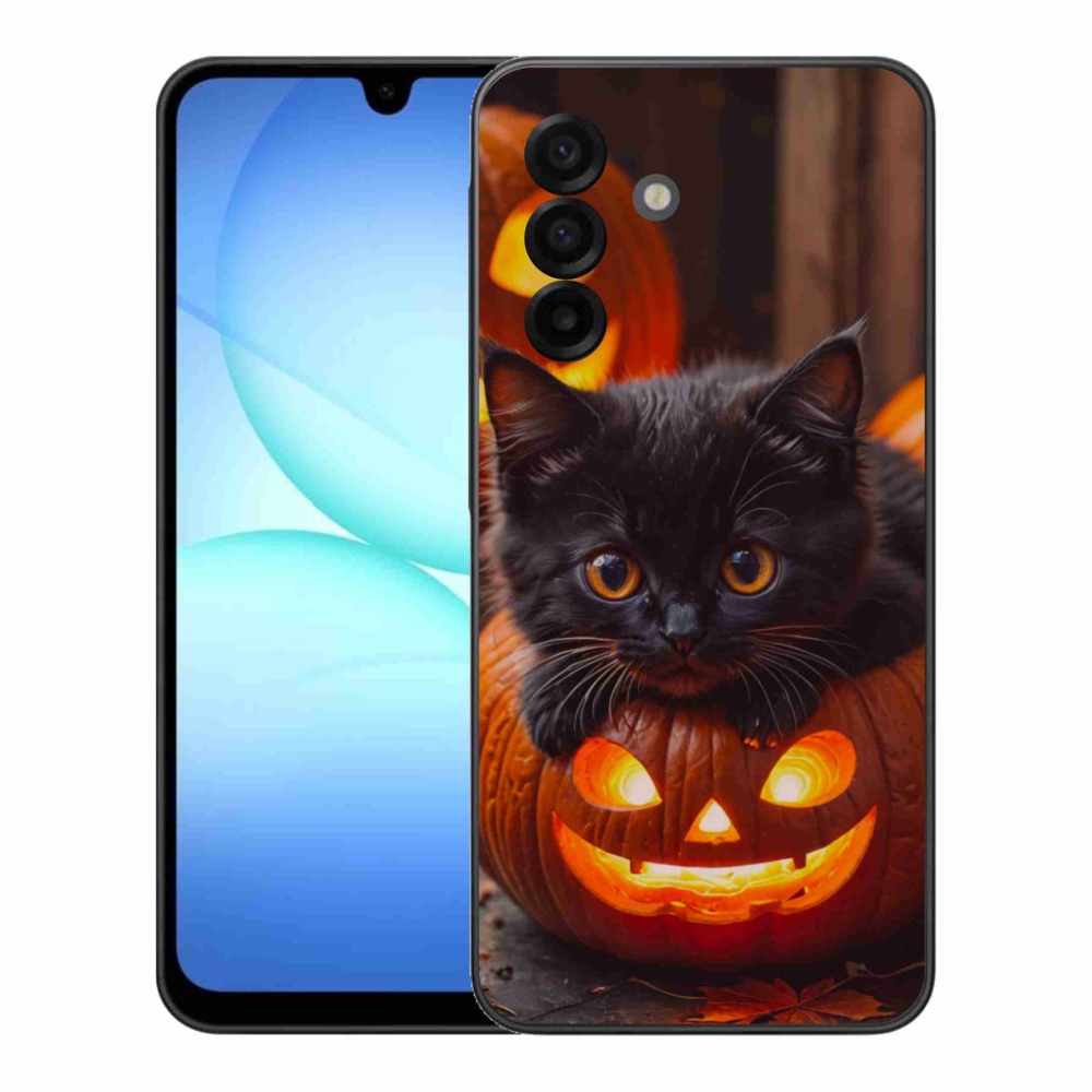 Gélový kryt mmCase na Samsung Galaxy A17 4G/5G - mačiatko a tekvica