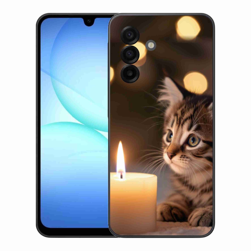 Gélový kryt mmCase na Samsung Galaxy A17 4G/5G - mačiatko a sviečka