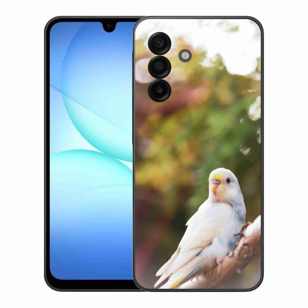 Gélový kryt mmCase na Samsung Galaxy A17 4G/5G - papagáj andulka biela