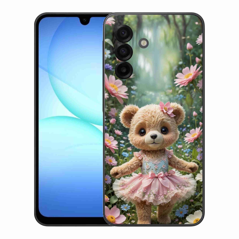 Gélový kryt mmCase na Samsung Galaxy A17 4G/5G - roztomilý medvedík v kvetoch