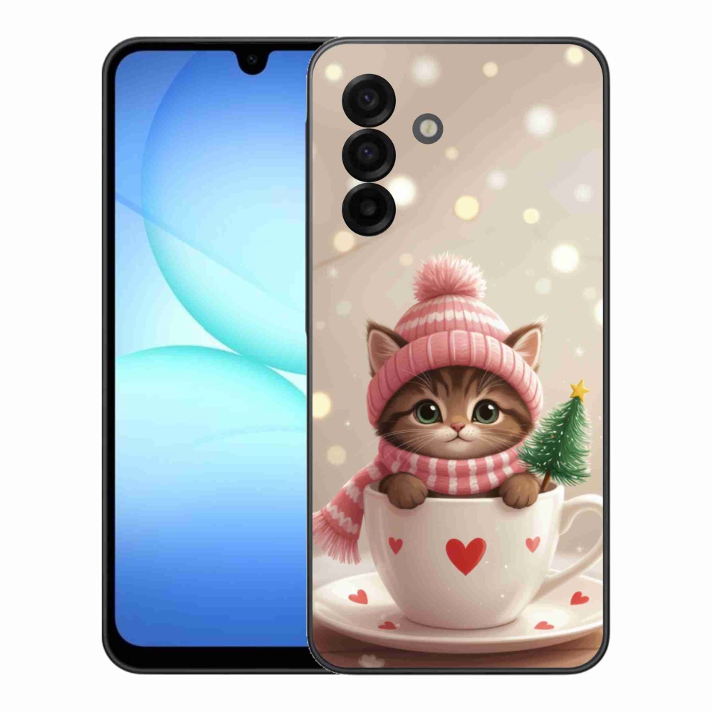 Gélový kryt mmCase na Samsung Galaxy A17 4G/5G - vianočné mačiatko v hrnčeku