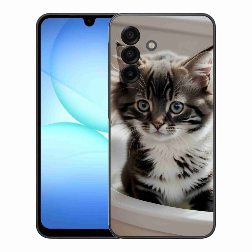 Gélový kryt mmCase na Samsung Galaxy A17 4G/5G - zvedavé mačiatko